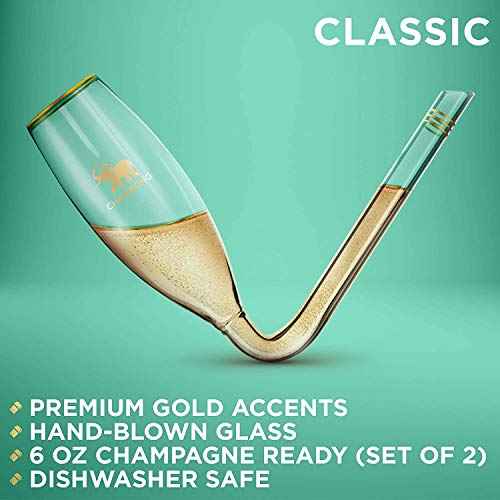 Chambong Champagne Glass - Unique Gifts For Bachelorette Party Favors, Engagement Gifts & White Elephant Gifts - Party Style Champagne Glasses - (Glass, 6 Oz. 2-Pc Set) #TOP2