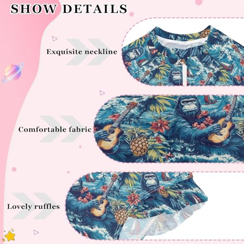 Girls One Piece Swimsuits Long Sleeve Bathing Suits Bigfoot Sun Protection Swimwear 3-12 Years3