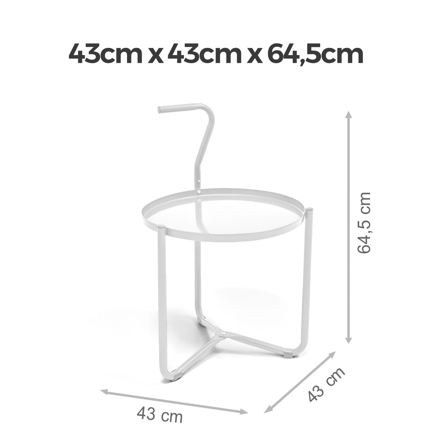 HAPPERS Mesa auxiliar redonda Roundy para patio, exterior e interior, Mesitas de Noche blancas.
