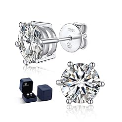 MomentWish Moissanite Ohrringe Silber 925, 1-4 Karat Ohrstecker Diamant Ohrring Damen Stecker Hypoallergen Schmuck Geschenk für Frauen 4/5/6.5/7.5/8mm
