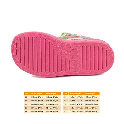 Oliwia 2083 Pink Green Glow Checkerd Hook-and-Loop Toddler Girls' Natural Canvas Sandal3