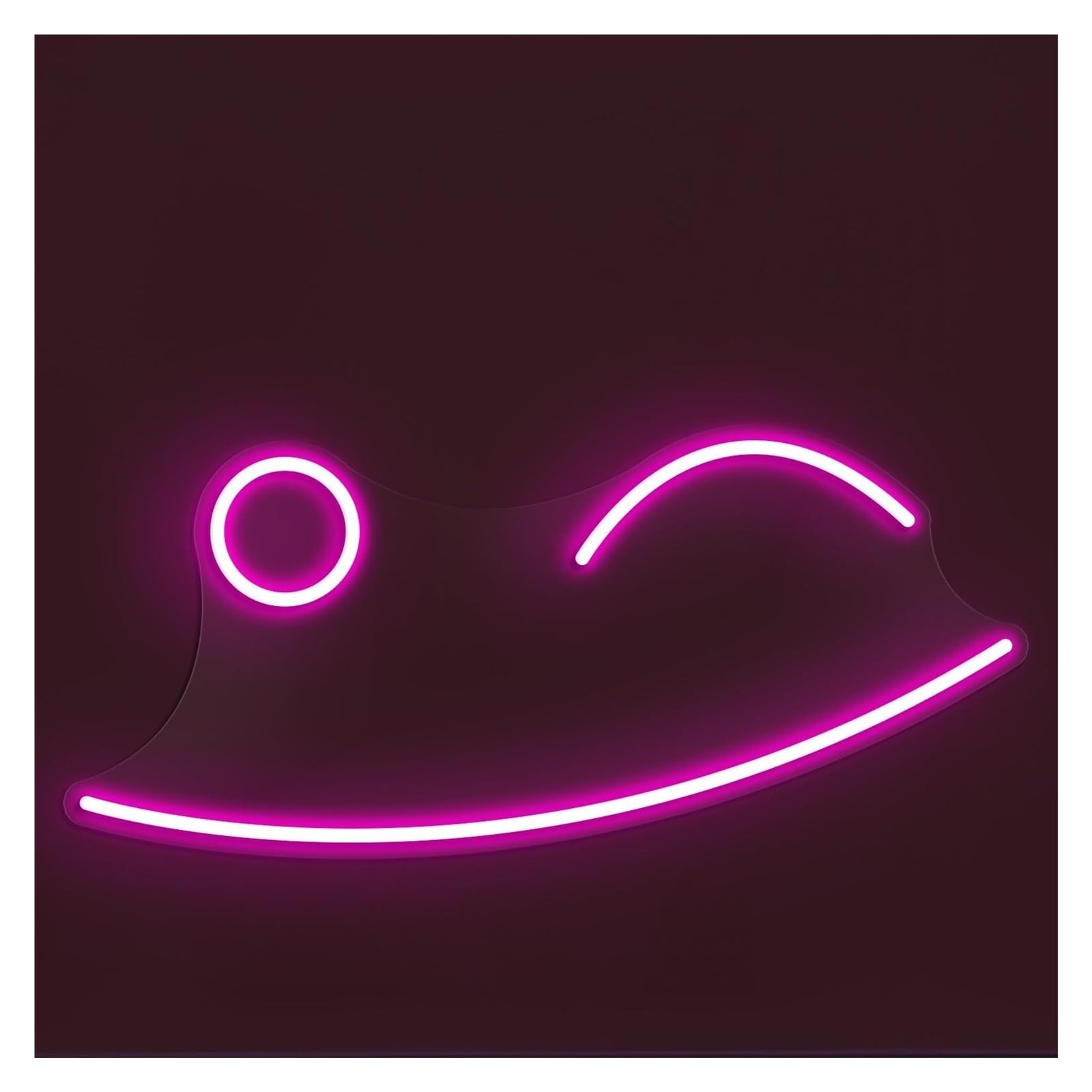 Hanging Art Neon Signs Wink Face Neon Sign, Suitable For Cafe Decor With Brightness Adjustable 30cm(Pink)