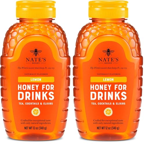 Image of Nate's Lemon Honey for Drinks - Made with 100% Pure Honey and Lemon - 12 oz Squeeze Bottle - Great for Iced or Hot Tea, Cocktails, and Mocktails (Pack of 2)