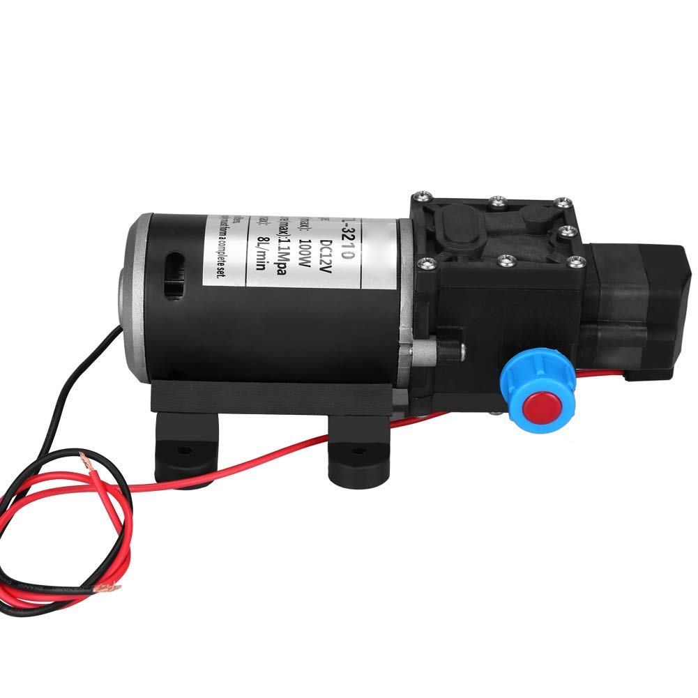 Bomba de Agua de Alta Presión 12V DC 100W, Bomba de Diafragma Autocebante, 8L/Min 160Psi