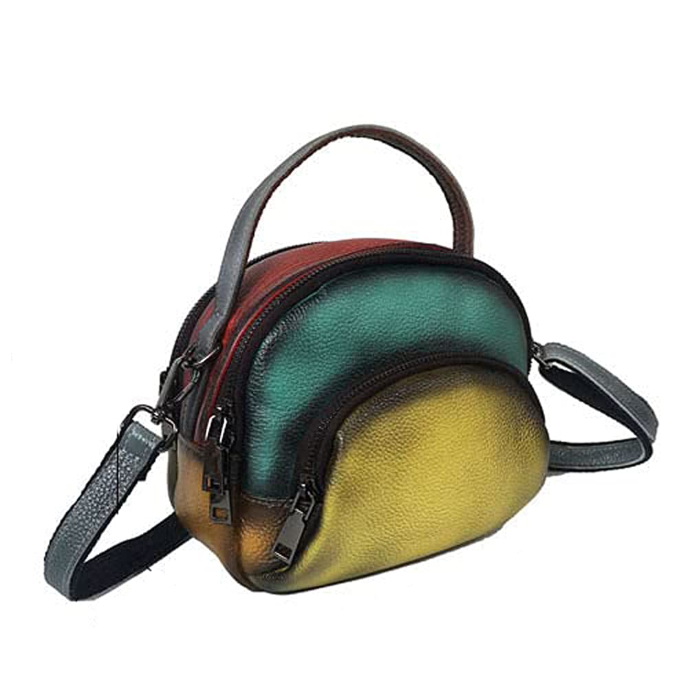 nice--buy Multi-Color Portable Messenger Bag Retro Genuine Leather Bag Fashion Handbags Multipurpose Design, Yellow, Medium