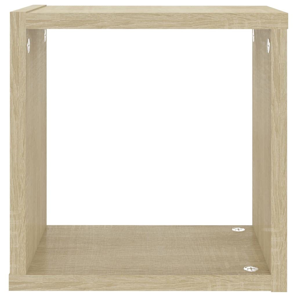 Scaffalature, mensole da parete e sporgenze, mensole cubiche da parete, 2 pezzi, rovere Sonoma, 26 x 15 x 26 cm