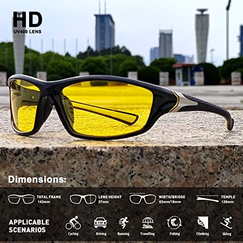 MEETSUN Polarized Sports Sunglasses for Men Women Driving Cycling Fishing Sun Glasses UV400 Protection Black Frame-Night Vision Lens - Image 2