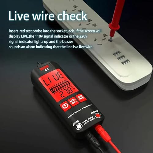Senoy A1 Fully Automatic Anti-Burn Intelligent Digital Multimeter, Auto Senses The Zero And Fire Wires Fast Accurately Measures Voltage, Current, Conductor On/Off, Color Ring Resistance, Red,White #TOP6
