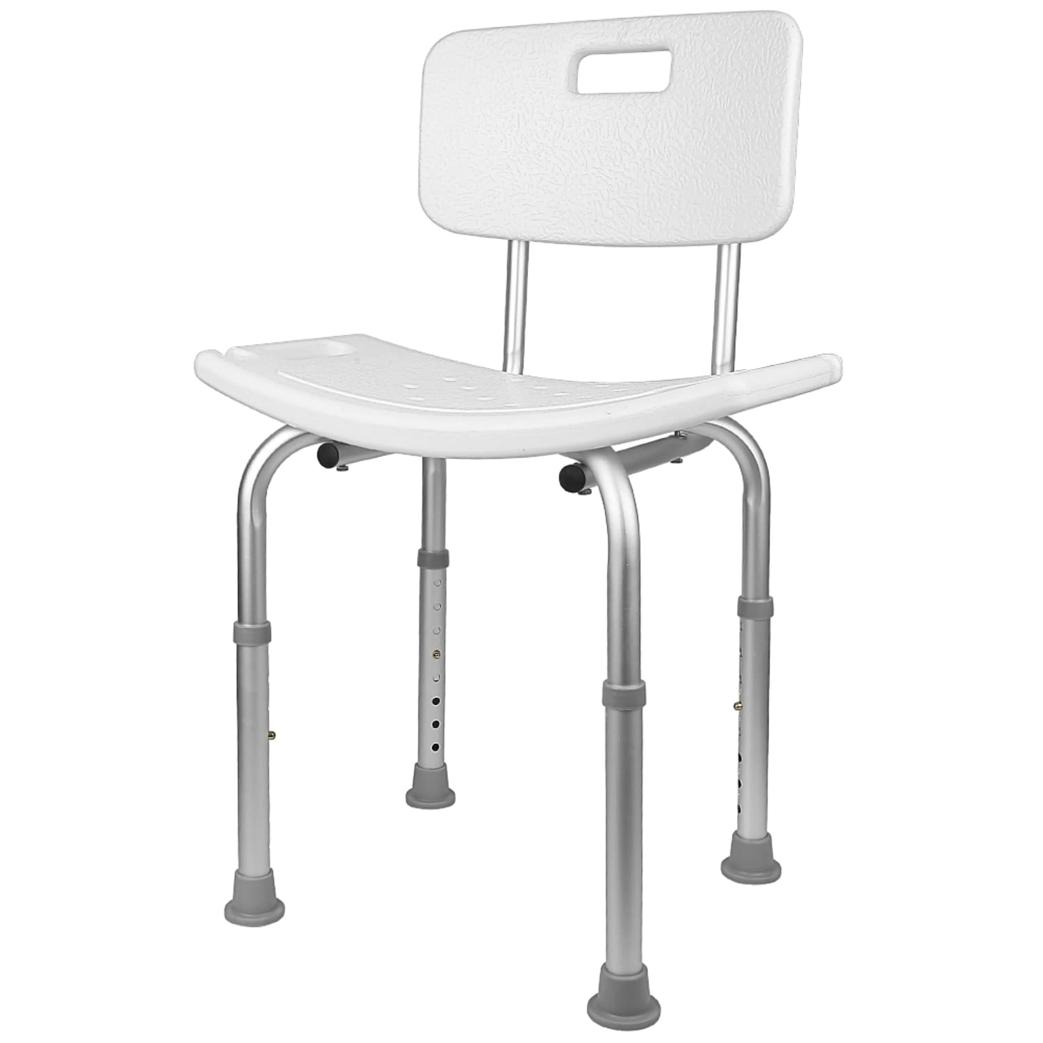 SHISHI Silla de Baño Antideslizantes, Taburete de Baño Mayores, Taburete de Ducha Altura Regulable, Aluminio y Plástico, Silla Ducha con Respaldo, Blanco C, 38×36×(70-83) cm