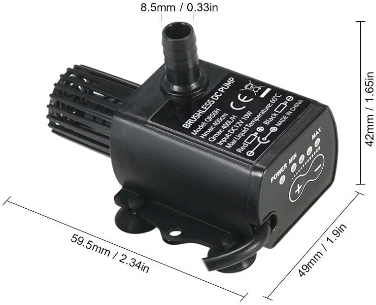 JOEBO Electric Submersible Pump Mini Water Pump, Mini Submersible Pump 4-Speed Regulating Water Pump, DC 12V USB 5V Brushless Pump (Size : QR50L)