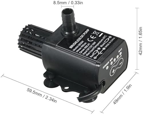Miniatura 6 de Mini bomba de agua, mini bomba sumergible de 4 velocidades, bomba de agua de regulación de 4 velocidades, DC 12V USB 5V bomba sin escobillas (QR50H)