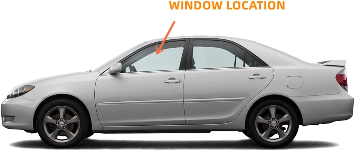 Driver/Left Side Front Door Window Glass Replacement for Toyota Camry 4 Door Sedan (U.S.A Built Engine) 2002-2006