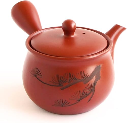 Kyusu - Tetera roja Tokoname yaki Fabricado en Japón -11.5 fl oz11.4fl oz de capacidad Japanese Tea KIMIKURA (filtro de malla fina incorporado)