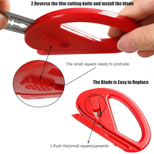 2PC Safety Cutter Vinyl,Car Wrap Cutting Tool,Gift Wrapping Paper Cutter Replaceable,Carbon Fiber Cutting Application Knife Tool,for Christmas,Birthdays, and Holiday Wrapping Paper,Kiuiom - Image 5