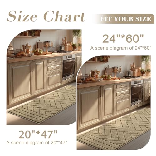 Image of hicorfe Kitchen Runner Rug,24 inchx59 inch Kitchen Set,Non-Slip Kitchen Mat