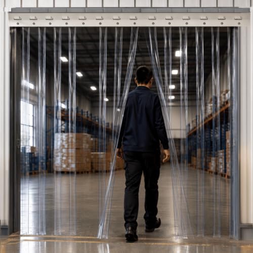 Image of Qlarity Covers 1.5mm Thick PVC Strip AC Curtain | Size- 20 1pcs Inch Wide Hanger X 7 Feet Long | 3 Strips, 8.5 Inches Wide Vinyl Transparent Door Curtain | Mount Hanger for Cold Storage /Office /Home