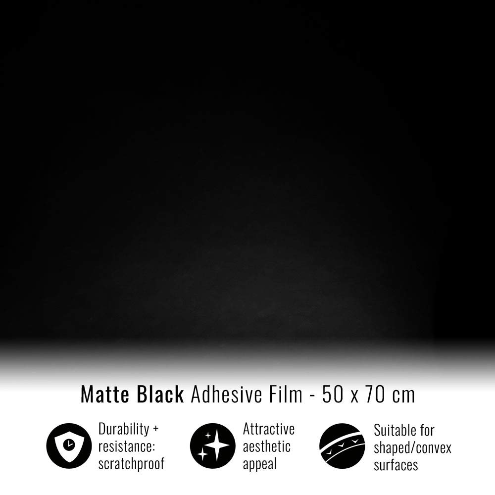 4R Quattroerre.it 16287 Folia samoprzylepna Film czarny matowy do Carwrapping, 50 x 70 cm, czarna