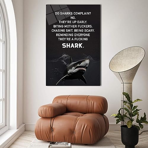 Panneau Hustle et affiche requin : impression sur toile dure Be Humble - 4