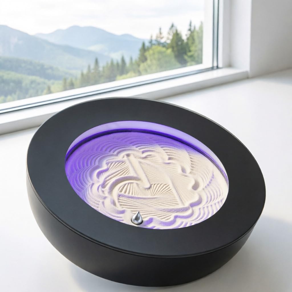 Bandeja de Arte con Arena Zen con 19 Patrones y 7 Luces LED de Colores, Mesa de Arena magnética controlada por aplicación para aliviar el estrés y Reducir la ansiedad.