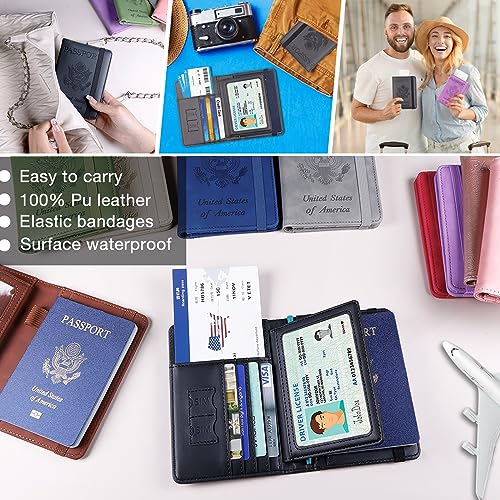Image of Melsbrinna Rfid Passport Holder for Travel women /Men, Cute Passport Wallet Rfid Blocking Card Slots, Rfid Passport Cover /CaseTravel Wallet, Passport Book Holder (1, Black3)