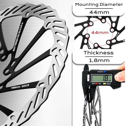 BUCKLOS 2PC Bike Brake Rotors 140mm 160mm 180mm 203mm, MTB Stainless Steel Bicycle Disc Rotors with 12 Bolts for Mountain Road Bike/Ebike/BMX - Thumbnail 3