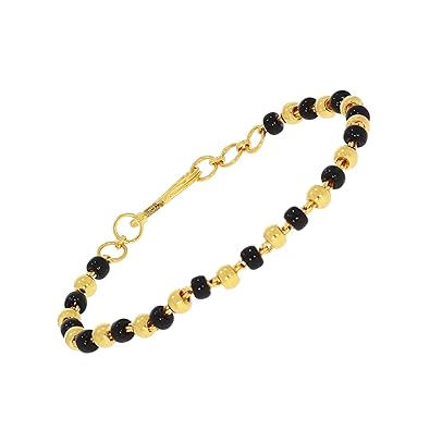 22KT(916) Gold Kadli for new born baby/Kids black beads bracelet