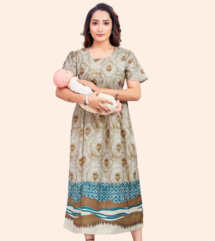 Image of RITIJYA Zipless Feeding Kurta Dress for Women | Maternity Nursing Kurti, No-Zip Easy Access | Extra Pleats Pre to Post Pregnancy | Quick-Dry Fabric | S-4XL