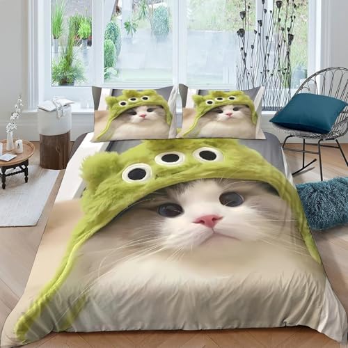 Housse de couette microfibre ultra douce et hypoallergénique chat 3D