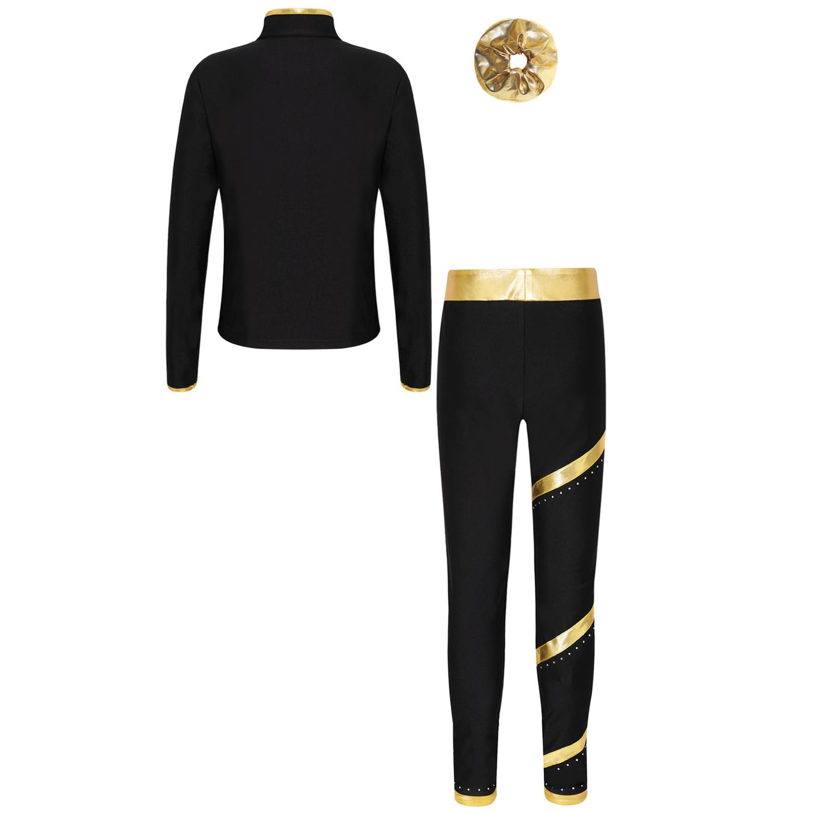ranrann Enfant Fille Tenue Patinage Artistique Ensemble Veste et Legging Elastique des Cheveux Costume Sport Gymnastique Danse 5-16 Ans