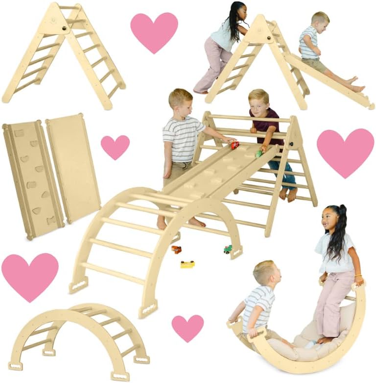 Amazon.com: Extra Large Foldable 3 Piece, 7-in-1 Pikler Triangle Indoor ...