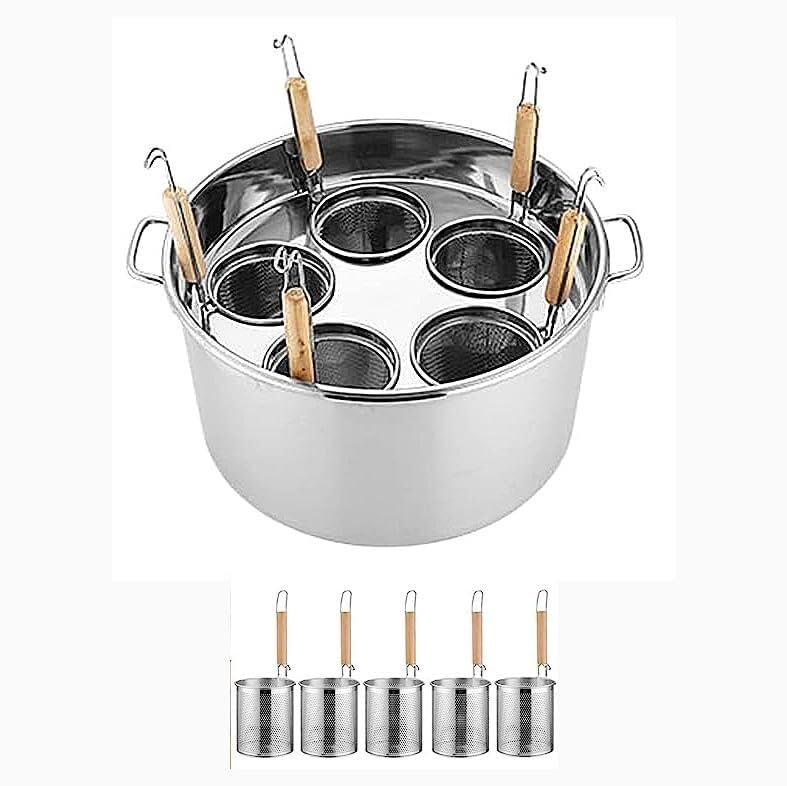 Cuocipasta Commerciale in Acciaio Inox a 3/4/5 Fori, Set di Inserti con divisore e scolapasta, pentole per la Cucina di casa, Ristorante, C, 5 Fori(A,5 Holes)