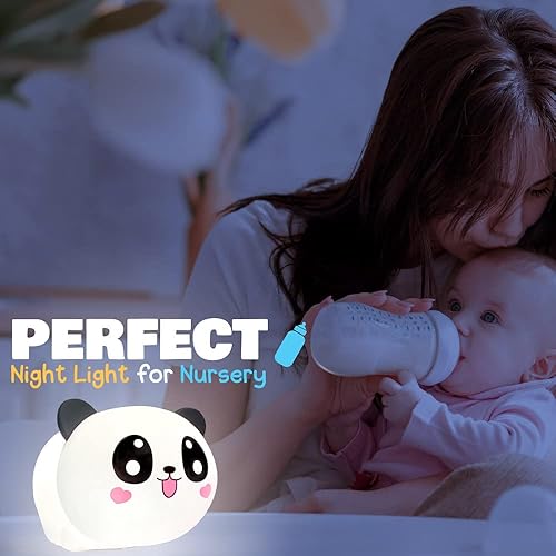 Miniatura 3 de AULTRA Luz nocturna para niños  Lámpara de panda recargable USB de 16 colores para el cuarto del bebé, luz nocturna de silicona suave, 2 niveles de