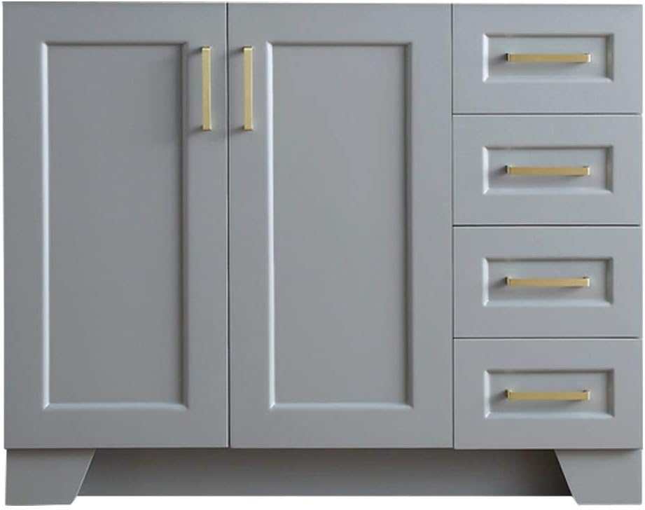 ARIEL Taylor 42" Inch Left Offset Single Sink Bathroom Vanity Base Cabinet in Gray