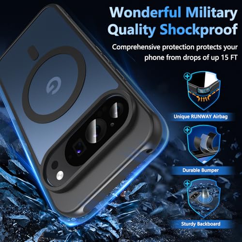 OWKEY for Google Pixel 10/10 Pro Case Compatible Magsafe with Tempered Glass, [Shockproof Military] Magnetic Translucent Slim Bumper Cover Protective Phone Case for Pixel 10/Pixel 10 Pro, Black - image 2