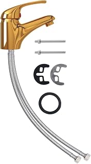 vidaXL Grifo Mezclador de Lavabo Monomando Cuarto de Baño Aseo Ducha Inodoro Bañero Grifería Cocina Reemplazo Duradero Dorado 13x10 cm