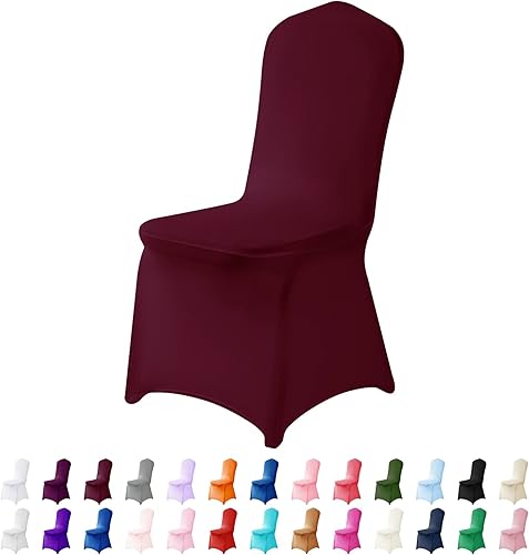 AlGaiety Fundas de elastano para silla, 25 unidades, protector lavable para sala de estar, fiesta, banquete, boda, hotel (borgoña)