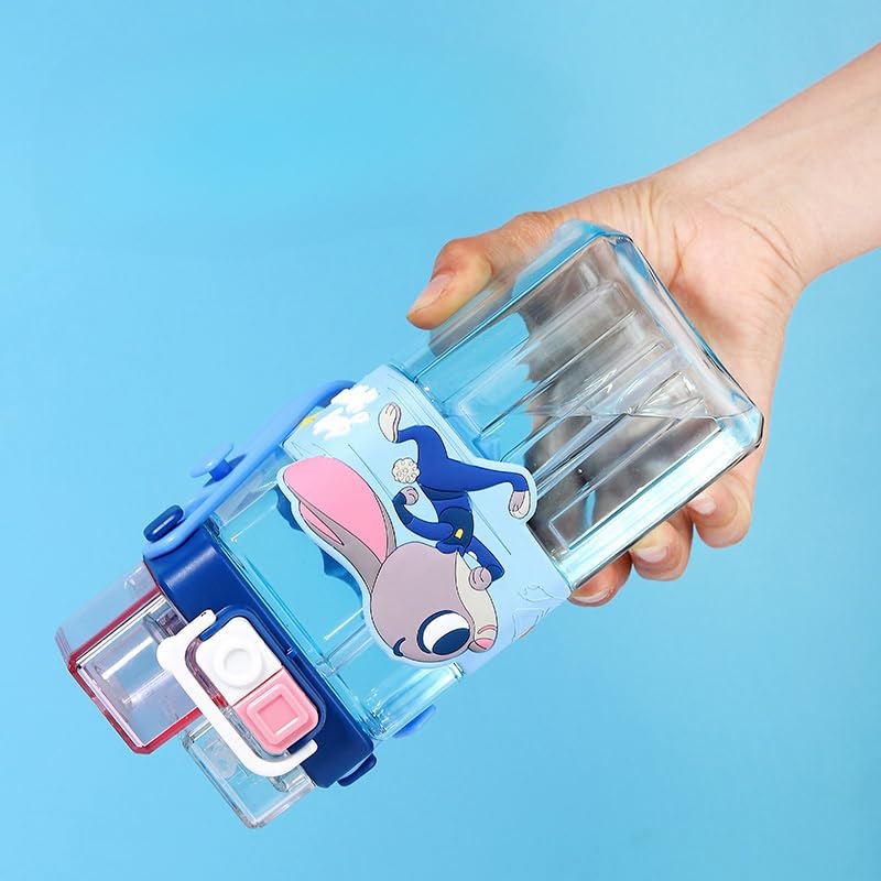 ISABELLA MOON Water Bottle Reusable Kids 520ml PP with Two Lids Leak Proof with straw Lid BPA Free Drinking bottle (Light Blue) - Image 3
