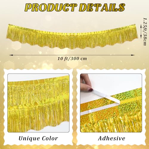 Image of LOLStar Gold Foil Fringe Tinsel Garland, Tinsel Streamers Banner, 6 Pack | 60Ft Tinsel Streamers, Shiny Gold Tinsel Fringe Banners for Wedding, Birthday, Anniversary, Christmas, New Year Party Decor