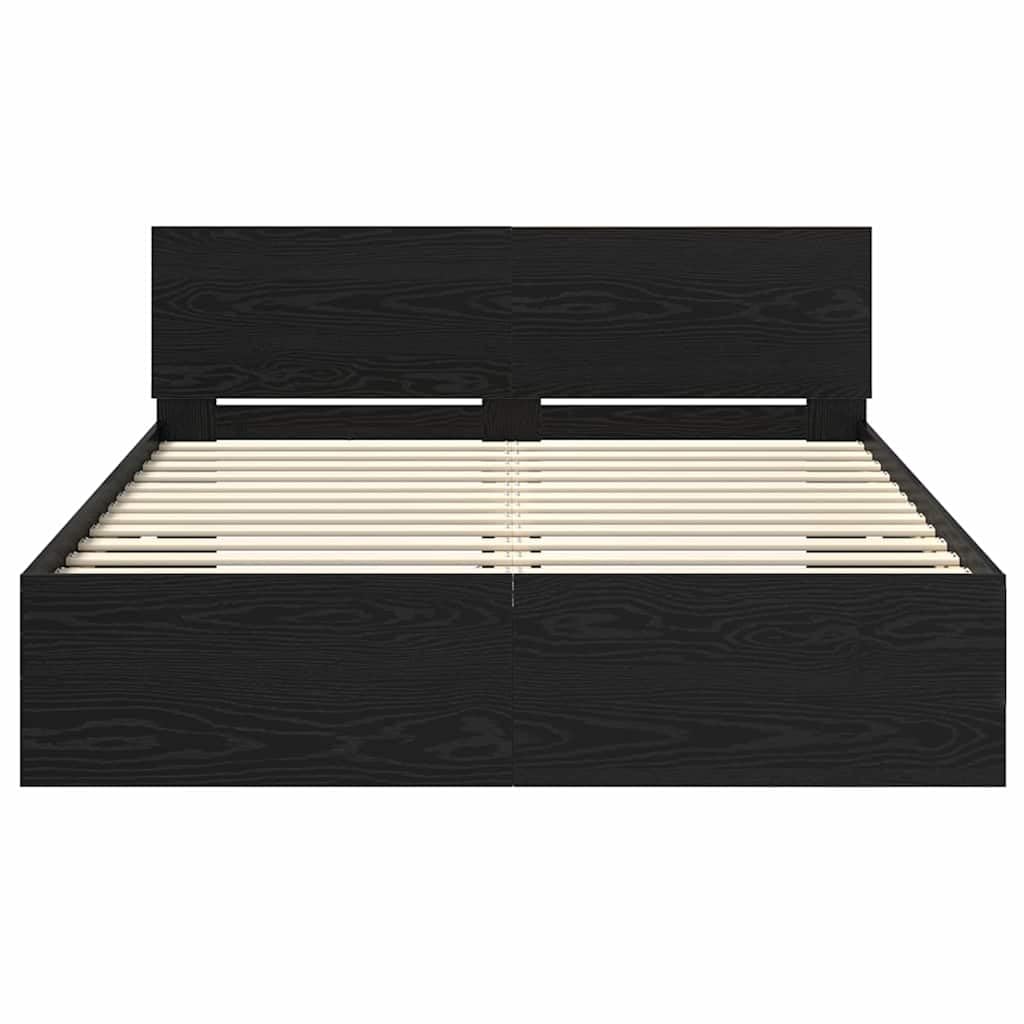 Estructura de cama LED de roble negro, 120 x 190 cm, con luces que cambian de color, diseño moderno y estable de madera para jóvenes y habitaciones de invitados