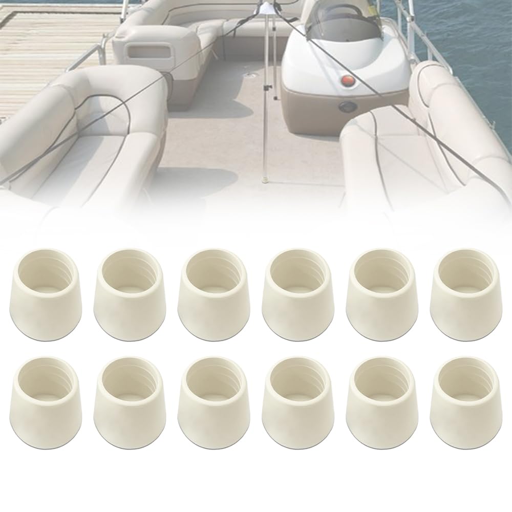 Boat Cover Support Pole Bottom End Cap - 7/8" Rubber Top, Boat Accessories, 12 Pcs (White)