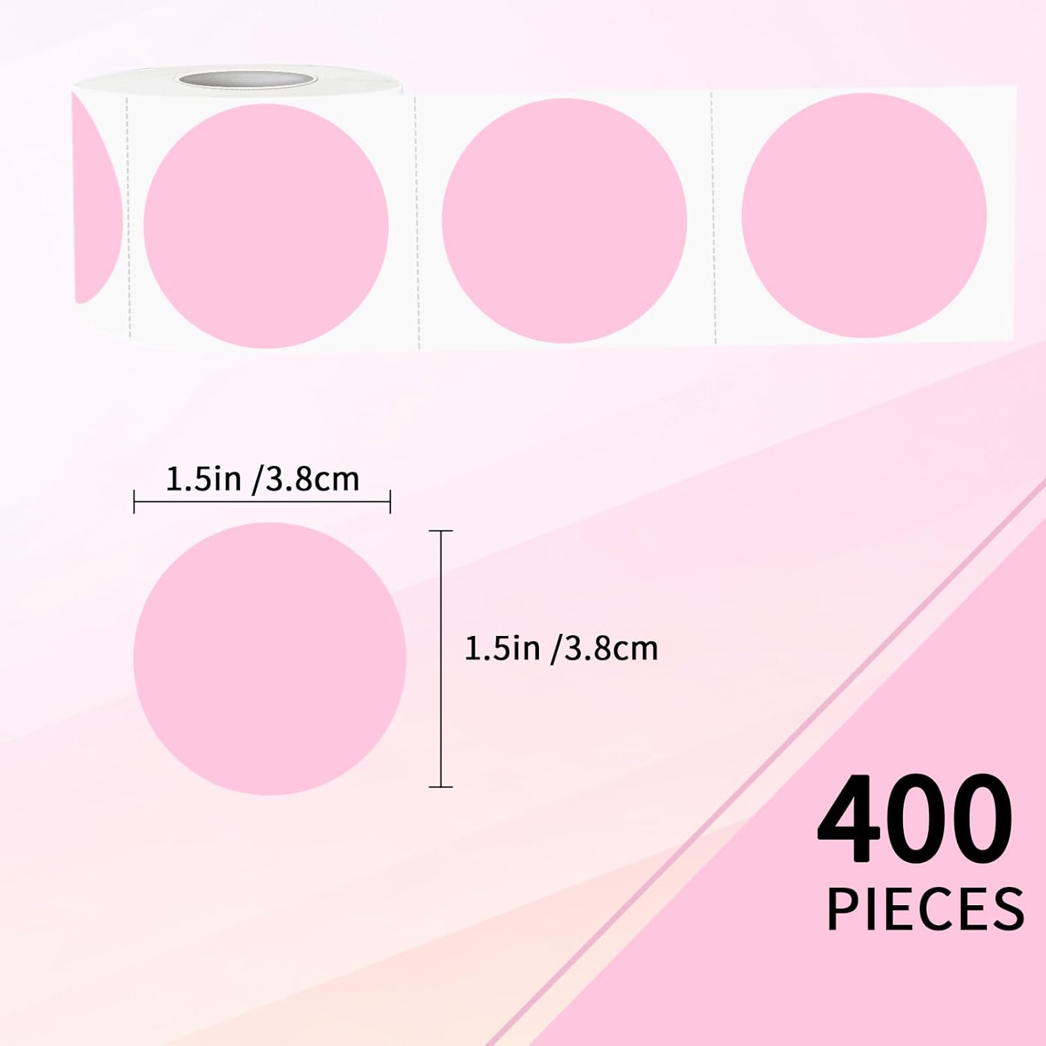 Removable Colored Dot Labels, 1.5 Inch Circle Stickers, Waterproof-Writable for Garage Sale & Price Tags (400Pcs, Pink) - Image 2