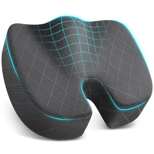 Image of TushGuard Seat Cushion - for Office Chair, Car Seat, Airplane, Bleacher - Sciatica & Coccyx Pain Relief Desk Chair Cushion for Long Sitting Office Workers, Car Drivers(Grey, XXX-Large)