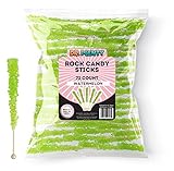 Green Rock Candy on a Stick (72 Pack) - Bulk INDIVIDUALLY WRAPPED Watermelon Sugar Crystal Rock Sticks - Perfect for Party Favors, Weddings, Receptions, Drinks, & Bridal Showers! - By Dr. Variety