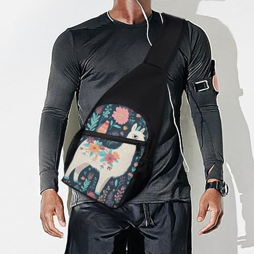 Cute Llama Floral Sling Bag ligero mochila de senderismo miniatura 7
