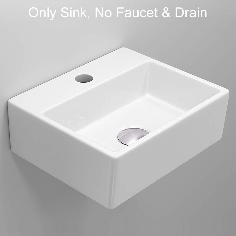 Bеѕt Rеvіеw Wall Mounted Bathroom Basin Sink Vessel Vanity Square White Ceramic for Toilet Lavatory Kitchen Cloakroom Corner Countertop Art Washbasin without Overflow Hole (8046)