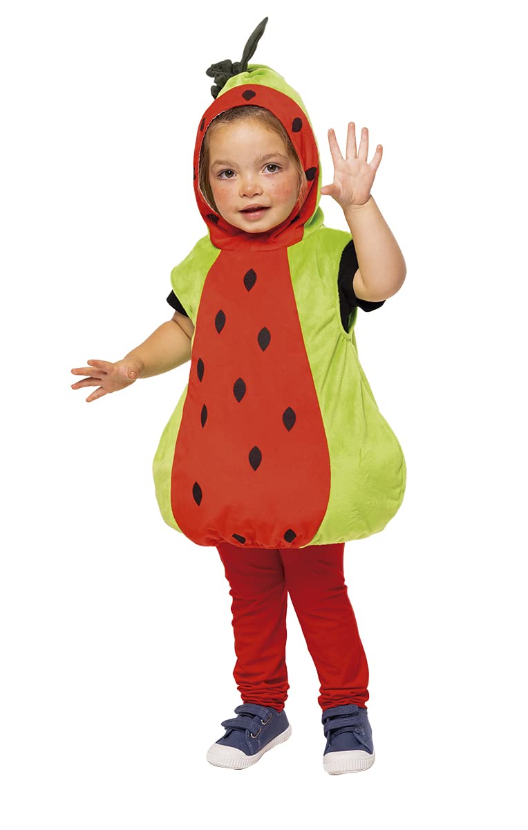 Rubies Disfraz de Sandía para niño y niña, talla bebé 1 a 2 años, Mono de Sandía color rojo y verde, medias verdes y gorro, original halloween, navidad, carnaval y cumpleaños.