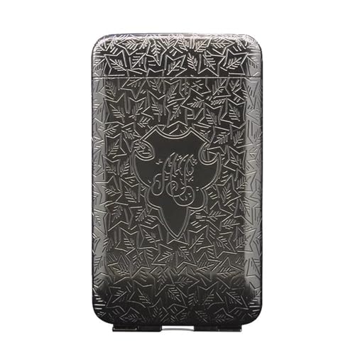 Cigarrera Para Mujer - Cigarrera Hombre, Estuche Metálico Vintage, Caja De Transporte Para Hombres Y Mujeres, Con Capacidad Para 20 Objetos De Hasta 100 Mm(Black)