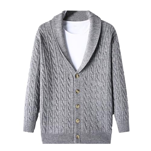 Men's Cardigan Sweaters Casual Shawl Collar Button Down Knitted Sweater Slim Fit Long Sleeve Cable Knit Cardigans