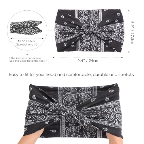 Image of DRESHOW 8 Pack Bow Headbands of Solid Color for Women's Hair Non Slip Wide Vintage Head Wraps Knotted Cute Hair Band Accessories