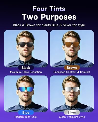 Image of 4-Pack Polarized Clip-On Lenses Compatible with Ray-Ban Meta Wayfarer Large (RW4008 /4006 RW4012 53-22), Anti-Glare UV400 Smart Glasses Accessories, Black Brown Blue Silver